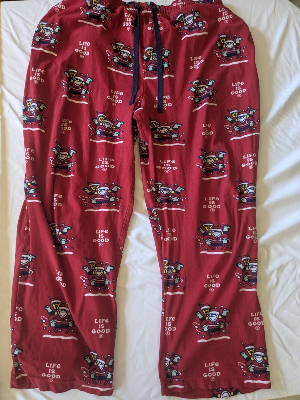 Life Is Good Red Holiday Print Men’s Pajama Bottoms